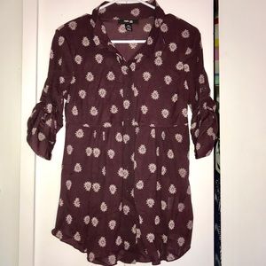 STYLE & COMPANY MAROON PATTERNED TOP